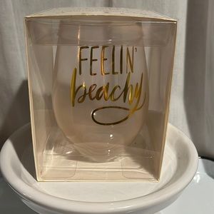 Slant jumbo stemless wine glass–30 ounce! aka ONE FULL bottle!-“FEELIN’ beachy”